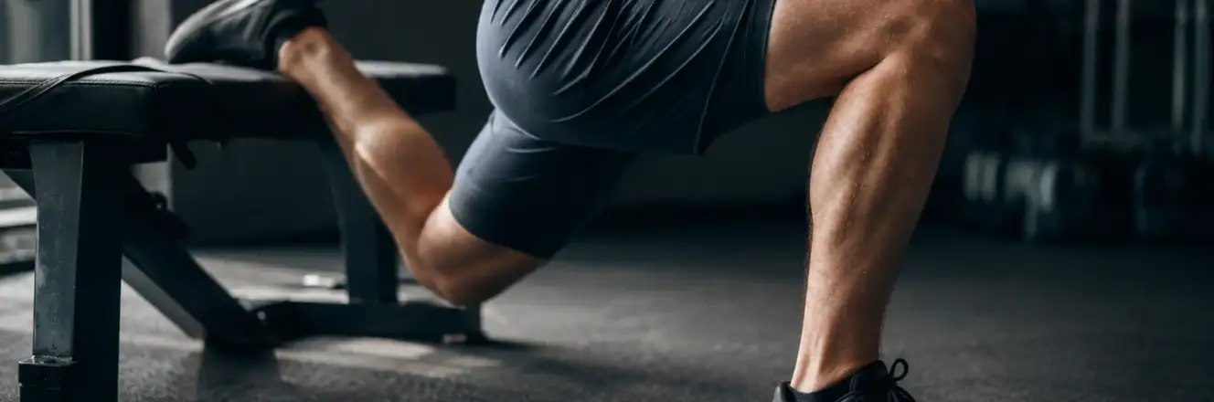 Nærbillede af forreste ben i bulgarian split squat